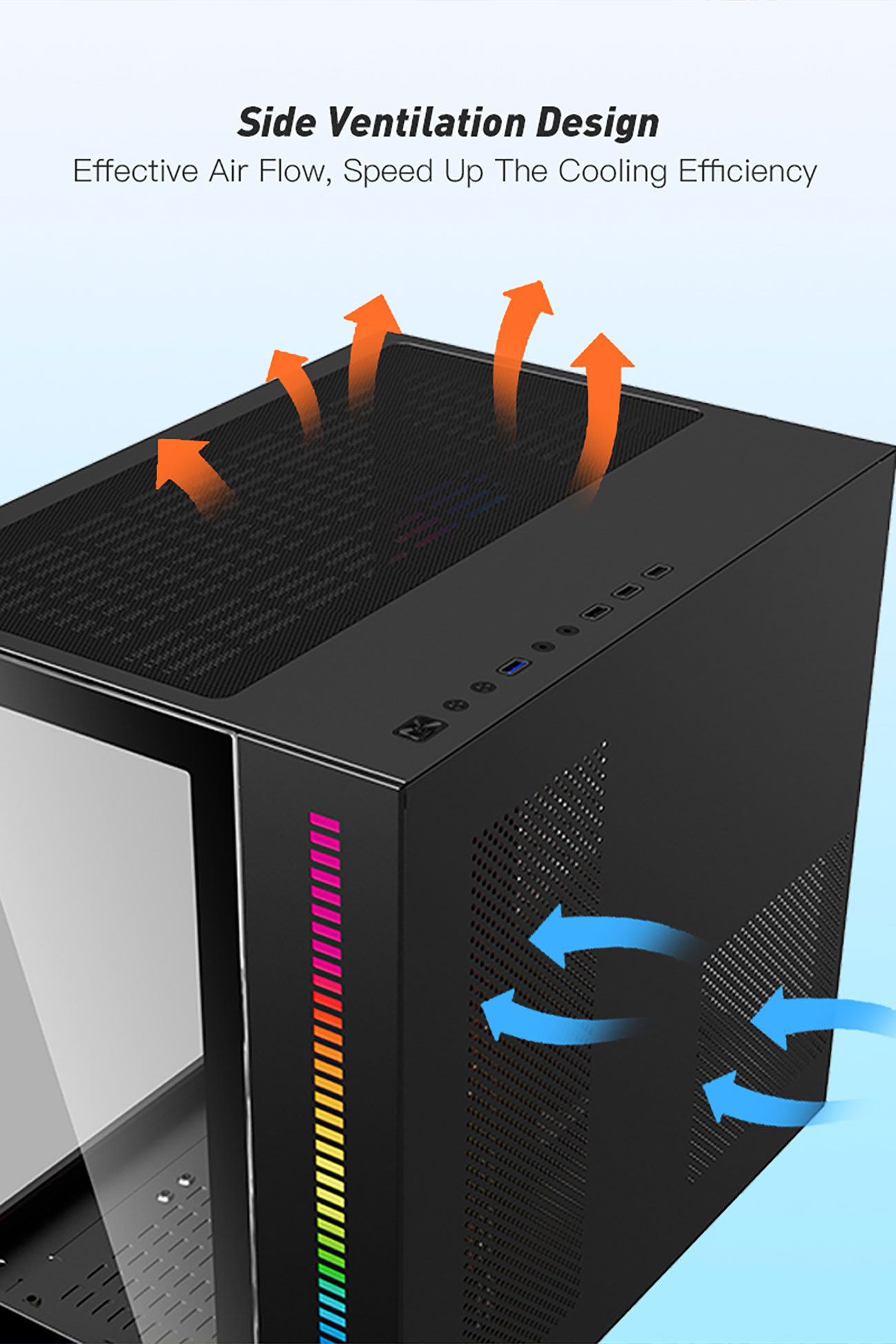 DIYPC ARGBQ10BK Black USB3.0 ATX Mid Tower Gaming Computer Case w